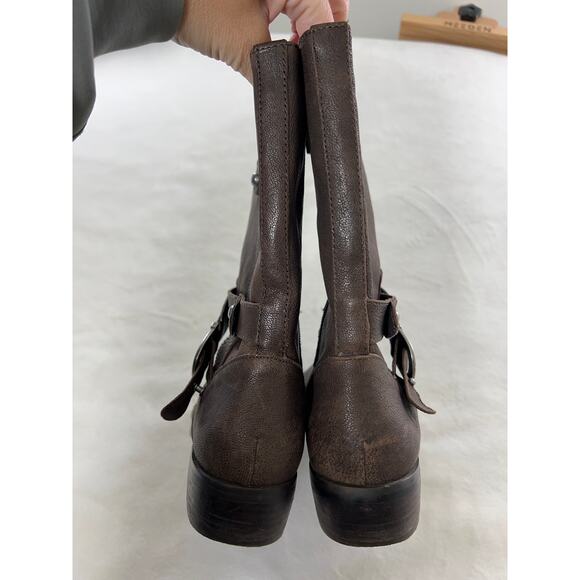 Marc Fisher Brown Leather Zip Heeled Boot Bootie Spring Fall Concert Festival - Picture 6 of 10